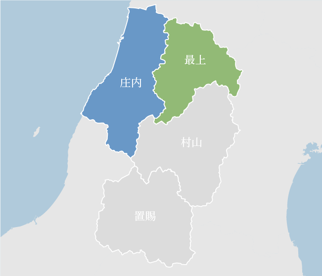 最上・庄内エリアの地図